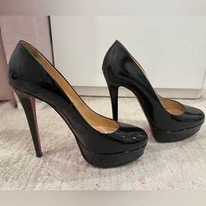 CHRISTIAN LOUBOUTIN Patent Bianca 140 Pumps 38 Black